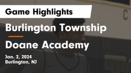 Burlington Township  vs Doane Academy  Game Highlights - Jan. 2, 2024