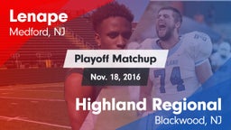Matchup: Lenape  vs. Highland Regional  2016