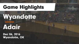 Wyandotte  vs Adair  Game Highlights - Dec 06, 2016