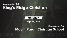 Matchup: King's Ridge vs. Mount Paran Christian School 2016