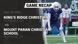 Recap: King's Ridge Christian  vs. Mount Paran Christian School 2016