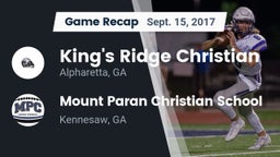 Recap: King's Ridge Christian  vs. Mount Paran Christian School 2017