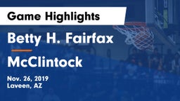 Betty H. Fairfax vs McClintock  Game Highlights - Nov. 26, 2019