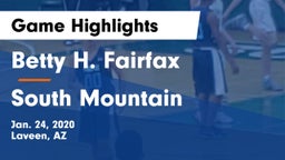 Betty H. Fairfax vs South Mountain  Game Highlights - Jan. 24, 2020