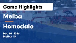 Melba  vs Homedale  Game Highlights - Dec 10, 2016