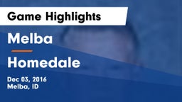 Melba  vs Homedale  Game Highlights - Dec 03, 2016