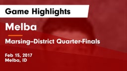 Melba  vs Marsing--District Quarter-Finals Game Highlights - Feb 15, 2017