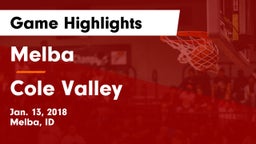 Melba  vs Cole Valley  Game Highlights - Jan. 13, 2018