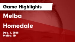 Melba  vs Homedale  Game Highlights - Dec. 1, 2018