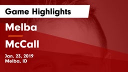 Melba  vs McCall Game Highlights - Jan. 23, 2019