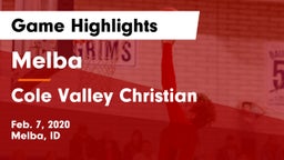 Melba  vs Cole Valley Christian  Game Highlights - Feb. 7, 2020