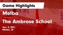 Melba  vs The Ambrose School Game Highlights - Jan. 8, 2021