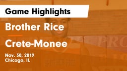 Brother Rice  vs Crete-Monee  Game Highlights - Nov. 30, 2019