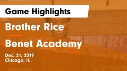 Brother Rice  vs Benet Academy  Game Highlights - Dec. 21, 2019