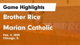 Brother Rice  vs Marian Catholic  Game Highlights - Feb. 4, 2020