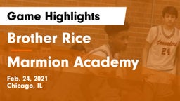 Brother Rice  vs Marmion Academy  Game Highlights - Feb. 24, 2021