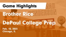 Brother Rice  vs DePaul College Prep  Game Highlights - Feb. 10, 2023