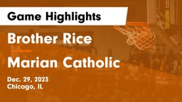 Brother Rice  vs Marian Catholic  Game Highlights - Dec. 29, 2023