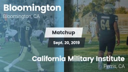 Matchup: Bloomington High vs. California Military Institute  2019