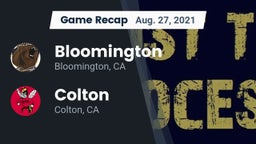 Recap: Bloomington  vs. Colton  2021