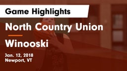 North Country Union  vs Winooski Game Highlights - Jan. 12, 2018