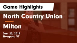 North Country Union  vs Milton Game Highlights - Jan. 20, 2018