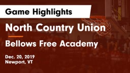 North Country Union  vs Bellows Free Academy  Game Highlights - Dec. 20, 2019