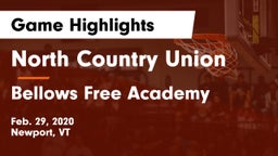 North Country Union  vs Bellows Free Academy  Game Highlights - Feb. 29, 2020