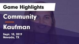 Community  vs Kaufman  Game Highlights - Sept. 10, 2019