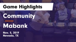 Community  vs Mabank  Game Highlights - Nov. 5, 2019