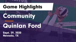 Community  vs Quinlan Ford  Game Highlights - Sept. 29, 2020