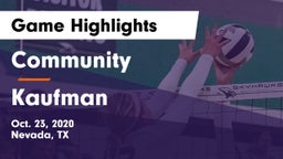 Community  vs Kaufman  Game Highlights - Oct. 23, 2020