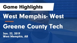 West Memphis- West vs Greene County Tech  Game Highlights - Jan. 22, 2019