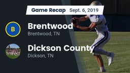 Recap: Brentwood  vs. Dickson County  2019