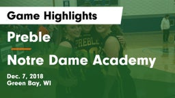 Preble  vs Notre Dame Academy Game Highlights - Dec. 7, 2018