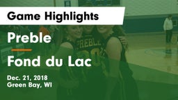 Preble  vs Fond du Lac  Game Highlights - Dec. 21, 2018