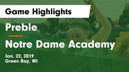 Preble  vs Notre Dame Academy Game Highlights - Jan. 22, 2019