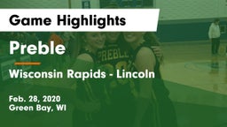 Preble  vs Wisconsin Rapids - Lincoln  Game Highlights - Feb. 28, 2020
