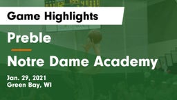 Preble  vs Notre Dame Academy Game Highlights - Jan. 29, 2021