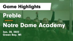 Preble  vs Notre Dame Academy Game Highlights - Jan. 28, 2022