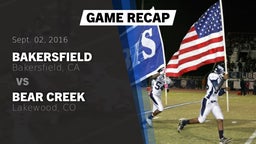 Recap: Bakersfield  vs. Bear Creek  2016
