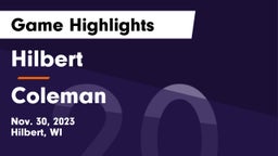 Hilbert  vs Coleman  Game Highlights - Nov. 30, 2023