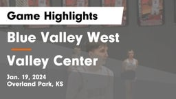 Blue Valley West  vs Valley Center  Game Highlights - Jan. 19, 2024