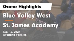 Blue Valley West  vs St. James Academy  Game Highlights - Feb. 18, 2022