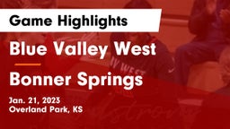 Blue Valley West  vs Bonner Springs  Game Highlights - Jan. 21, 2023