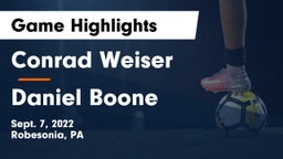 Conrad Weiser  vs Daniel Boone  Game Highlights - Sept. 7, 2022