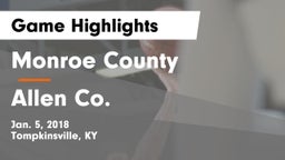 Monroe County  vs Allen Co. Game Highlights - Jan. 5, 2018
