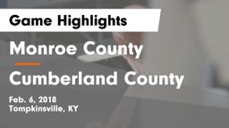 Monroe County  vs Cumberland County  Game Highlights - Feb. 6, 2018