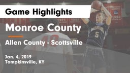 Monroe County  vs Allen County - Scottsville  Game Highlights - Jan. 4, 2019