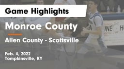 Monroe County  vs Allen County - Scottsville  Game Highlights - Feb. 4, 2022